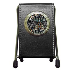 Ethnic Art Pattern Pen Holder Desk Clocks by Nexatart