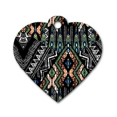 Ethnic Art Pattern Dog Tag Heart (one Side) by Nexatart