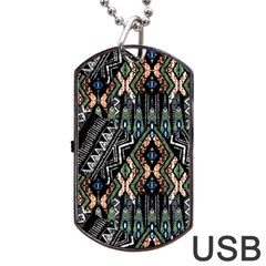 Ethnic Art Pattern Dog Tag Usb Flash (two Sides) by Nexatart