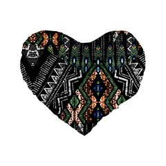 Ethnic Art Pattern Standard 16  Premium Heart Shape Cushions