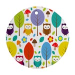 Cute Owl Round Ornament (Two Sides) Front