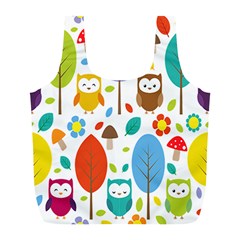 Cute Owl Full Print Recycle Bags (l)  by Nexatart