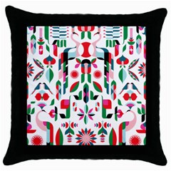 Abstract Peacock Throw Pillow Case (black) by Nexatart