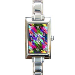 Tropical Jungle Print And Color Trends Rectangle Italian Charm Watch by Nexatart