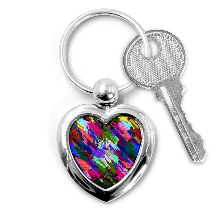 Tropical Jungle Print And Color Trends Key Chains (Heart) 