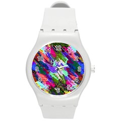 Tropical Jungle Print And Color Trends Round Plastic Sport Watch (m) by Nexatart