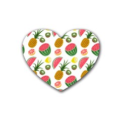 Fruits Pattern Heart Coaster (4 Pack)  by Nexatart