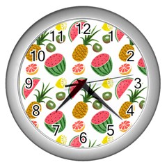 Fruits Pattern Wall Clocks (silver) 