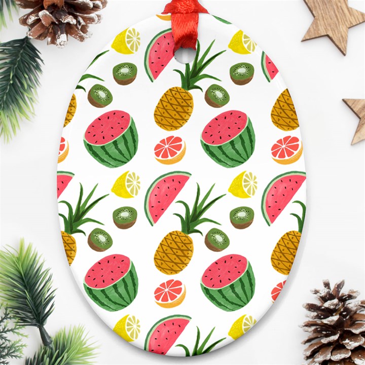 Fruits Pattern Oval Ornament (Two Sides)