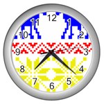 Jacquard With Elks Wall Clocks (Silver)  Front