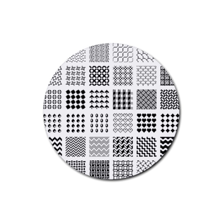 Retro Patterns Rubber Coaster (Round) 