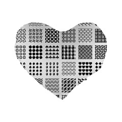 Retro Patterns Standard 16  Premium Heart Shape Cushions by Nexatart