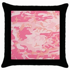 Pink Camo Print Throw Pillow Case (black) by Nexatart