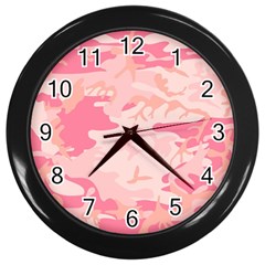 Pink Camo Print Wall Clocks (black) by Nexatart