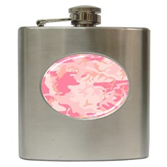 Pink Camo Print Hip Flask (6 Oz) by Nexatart