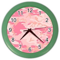 Pink Camo Print Color Wall Clocks by Nexatart