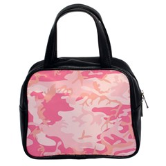 Pink Camo Print Classic Handbags (2 Sides) by Nexatart