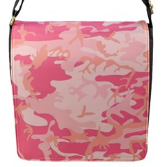 Pink Camo Print Flap Messenger Bag (s) by Nexatart