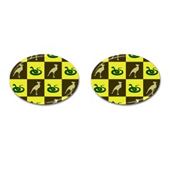 Bird And Snake Pattern Cufflinks (oval) by Nexatart