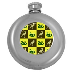 Bird And Snake Pattern Round Hip Flask (5 Oz) by Nexatart