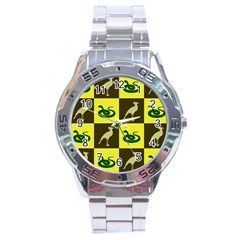 Bird And Snake Pattern Stainless Steel Analogue Watch by Nexatart