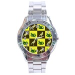 Bird And Snake Pattern Stainless Steel Analogue Watch Front