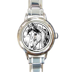 Framed Horse Round Italian Charm Watch by Nexatart