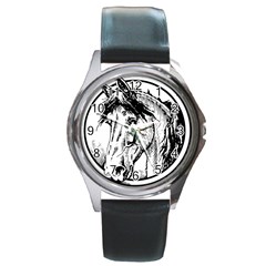 Framed Horse Round Metal Watch by Nexatart