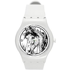 Framed Horse Round Plastic Sport Watch (m) by Nexatart