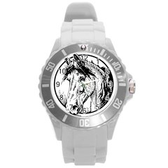 Framed Horse Round Plastic Sport Watch (l) by Nexatart