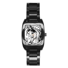 Framed Horse Stainless Steel Barrel Watch by Nexatart