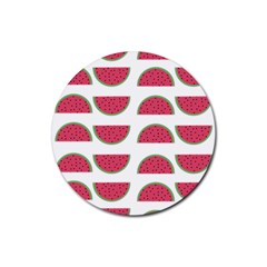 Watermelon Pattern Rubber Coaster (round)  by Nexatart