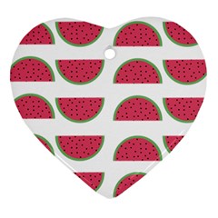 Watermelon Pattern Heart Ornament (two Sides) by Nexatart