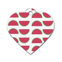 Watermelon Pattern Dog Tag Heart (two Sides) by Nexatart