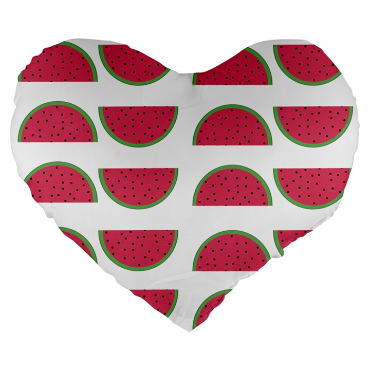 Watermelon Pattern Large 19  Premium Flano Heart Shape Cushions