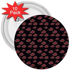 Cloud Red Brown 3  Buttons (10 Pack) 