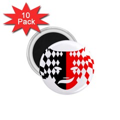 Face Mask Red Black Plaid Triangle Wave Chevron 1 75  Magnets (10 Pack) 