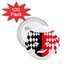 Face Mask Red Black Plaid Triangle Wave Chevron 1.75  Buttons (100 pack)  Front