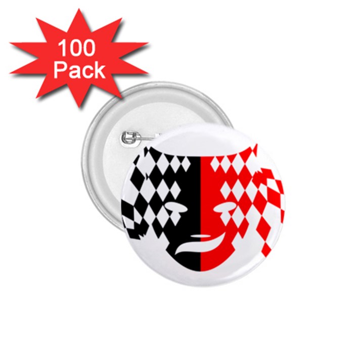 Face Mask Red Black Plaid Triangle Wave Chevron 1.75  Buttons (100 pack) 