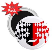 Face Mask Red Black Plaid Triangle Wave Chevron 2 25  Magnets (100 Pack)  by Mariart