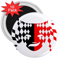 Face Mask Red Black Plaid Triangle Wave Chevron 3  Magnets (10 Pack) 