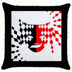 Face Mask Red Black Plaid Triangle Wave Chevron Throw Pillow Case (black) by Mariart