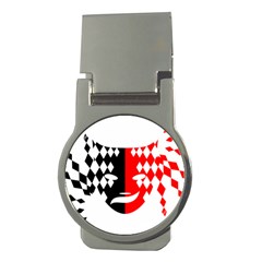 Face Mask Red Black Plaid Triangle Wave Chevron Money Clips (round)  by Mariart