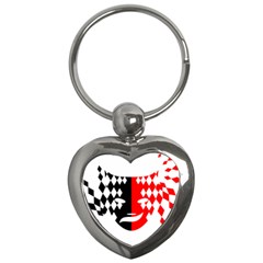 Face Mask Red Black Plaid Triangle Wave Chevron Key Chains (heart) 