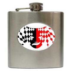 Face Mask Red Black Plaid Triangle Wave Chevron Hip Flask (6 Oz) by Mariart