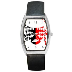 Face Mask Red Black Plaid Triangle Wave Chevron Barrel Style Metal Watch by Mariart