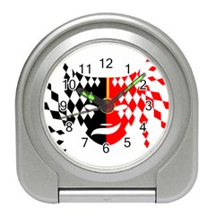 Face Mask Red Black Plaid Triangle Wave Chevron Travel Alarm Clocks by Mariart