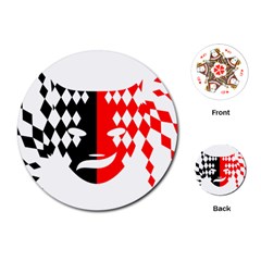 Face Mask Red Black Plaid Triangle Wave Chevron Playing Cards (round)  by Mariart