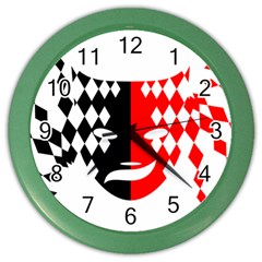 Face Mask Red Black Plaid Triangle Wave Chevron Color Wall Clocks by Mariart