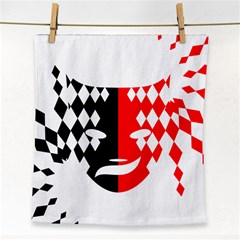 Face Mask Red Black Plaid Triangle Wave Chevron Face Towel by Mariart